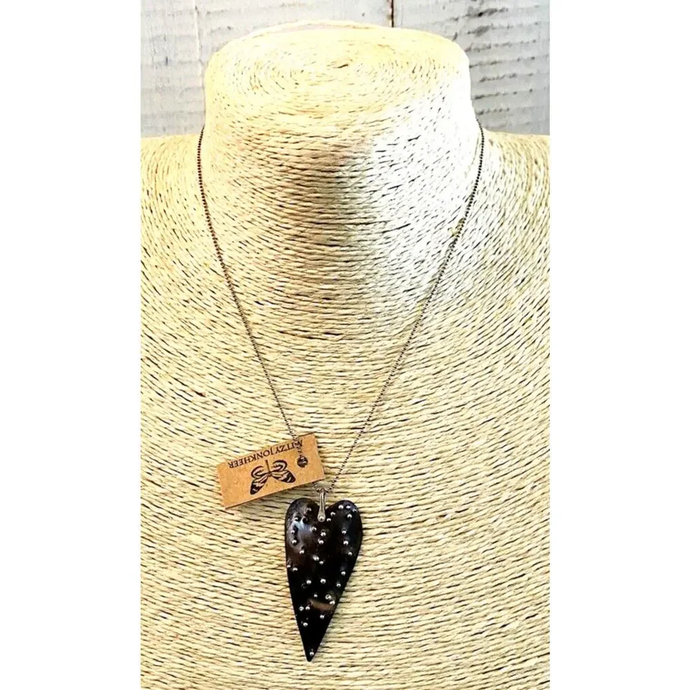 NWT Mitzy Jonkheer Sterling Silver Heart Pendant Necklace Handmade Artist Signed